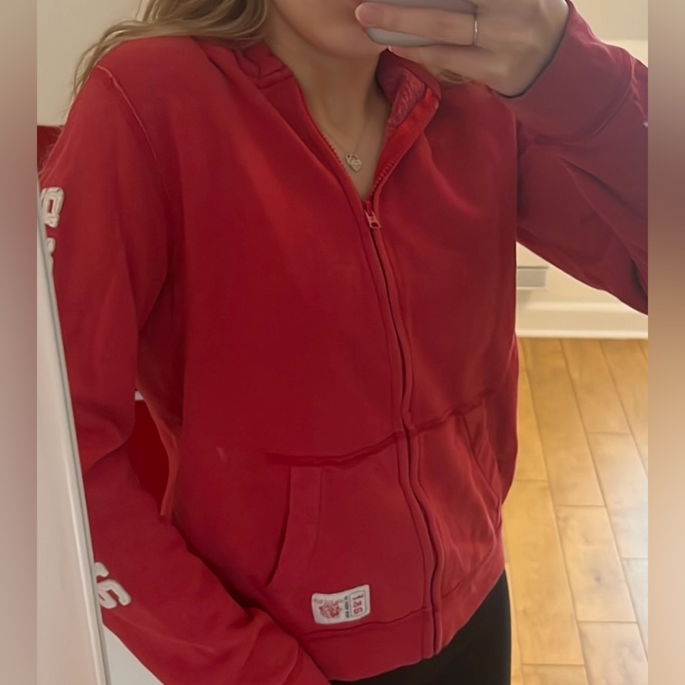 Abercrombie kids size XL red zip up hoodie.